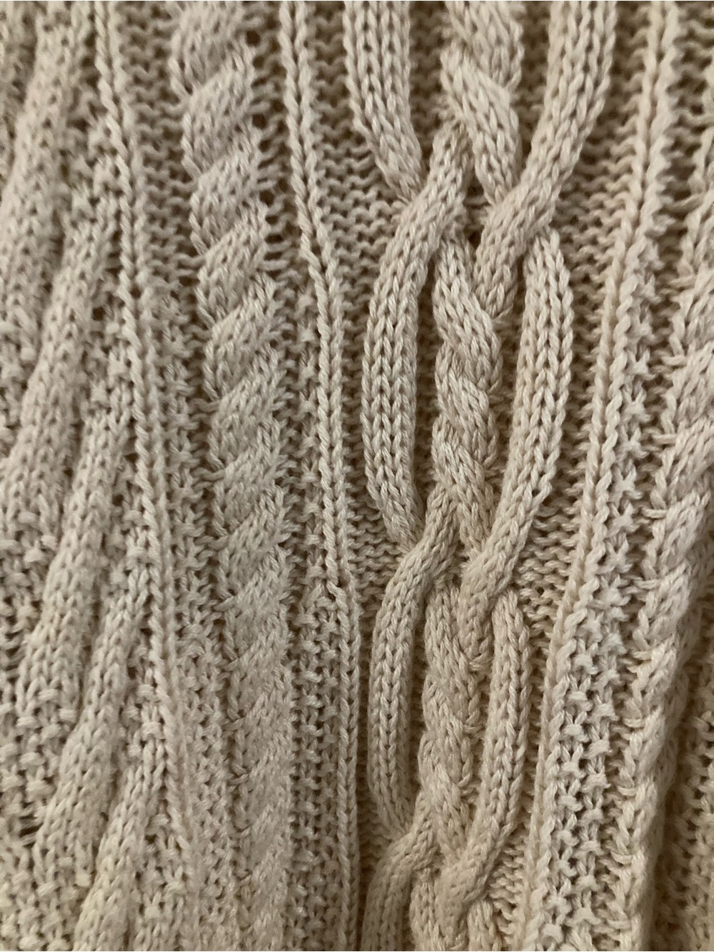 JEANNE PIERRE Cream Cable Knit medium cotton tunic sweater